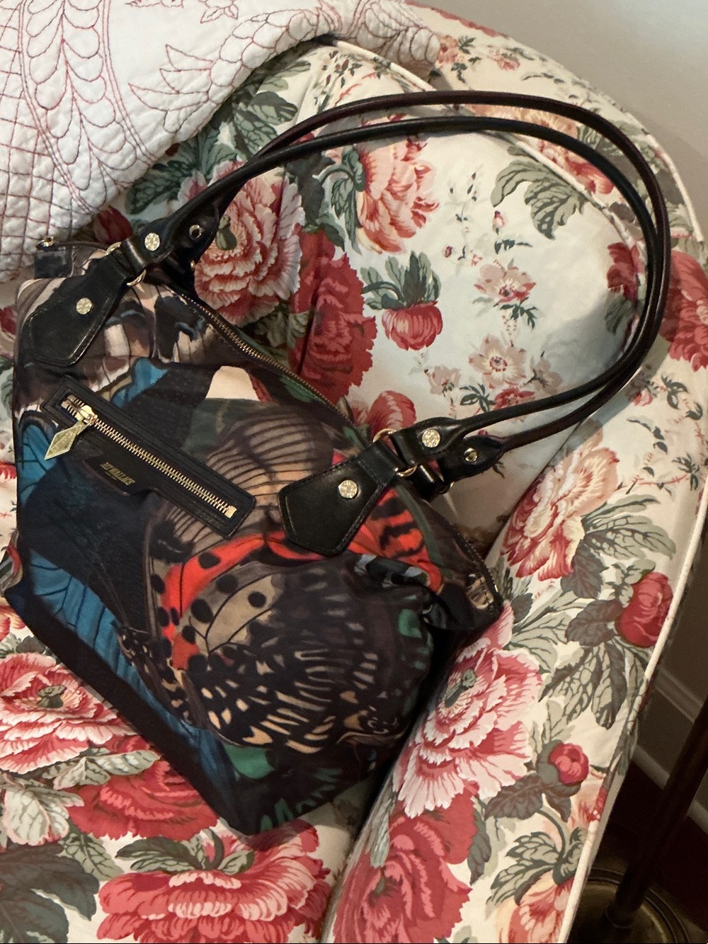 MZ Wallace Black Multicolor Butterfly Print Tote including Wristlet - Picture 7 of 13